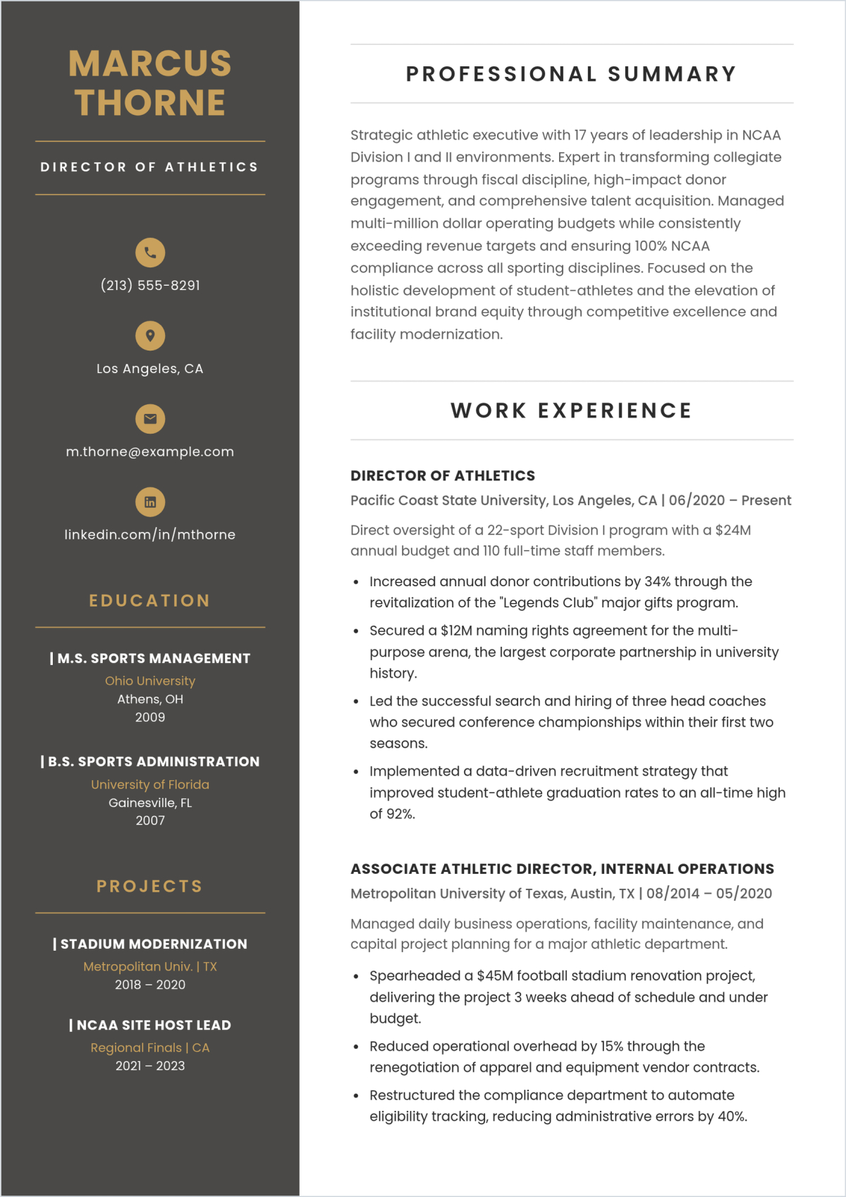 Free Athletic Sports Director Resume Template To Edit Online Free Athletic Sports Director Resume Template To Edit Online