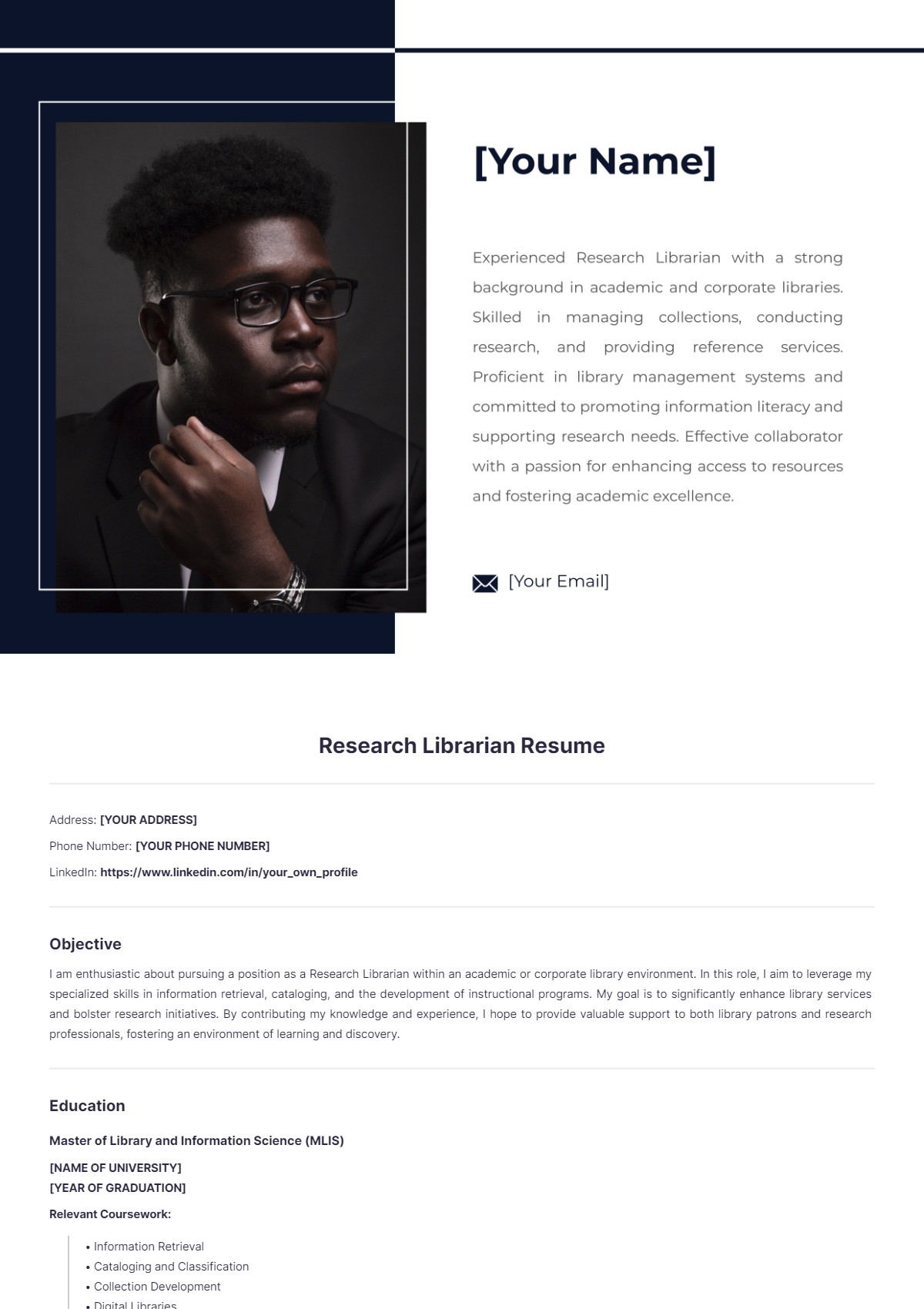 Research Librarian Resume - Edit Online & Download