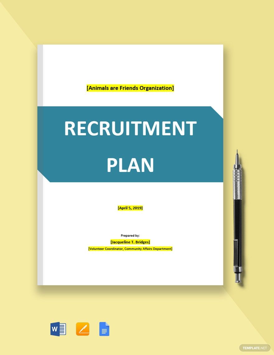 Volunteer Recruitment Plan Template in Word, Google Docs, Apple Pages