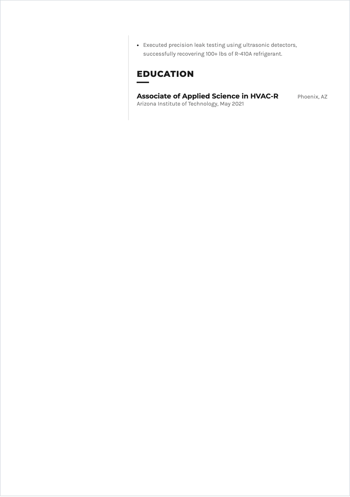 Free AC Maintenance Worker ATS Resume Template, AI Resume Builder