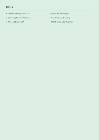 Free Banking Intern ATS Resume Template, AI Resume Builder