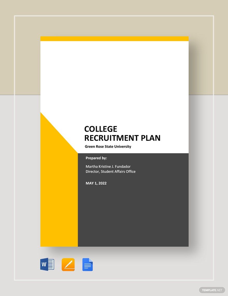 College Recruitment Plan Template