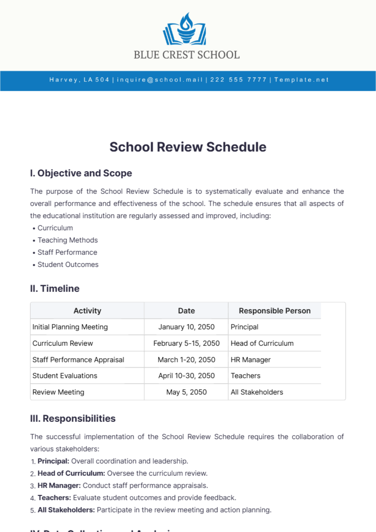 School Review Schedule Template - Edit Online & Download