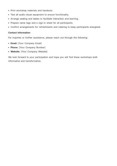 Free School Workshop Schedule Template to Edit Online