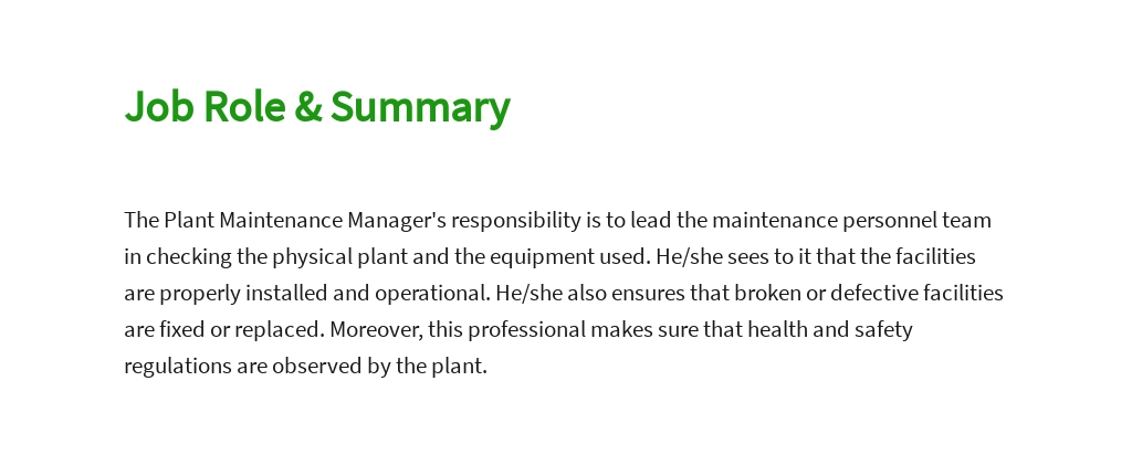 Free Plant Maintenance Manager Job Description Template 2.jpe