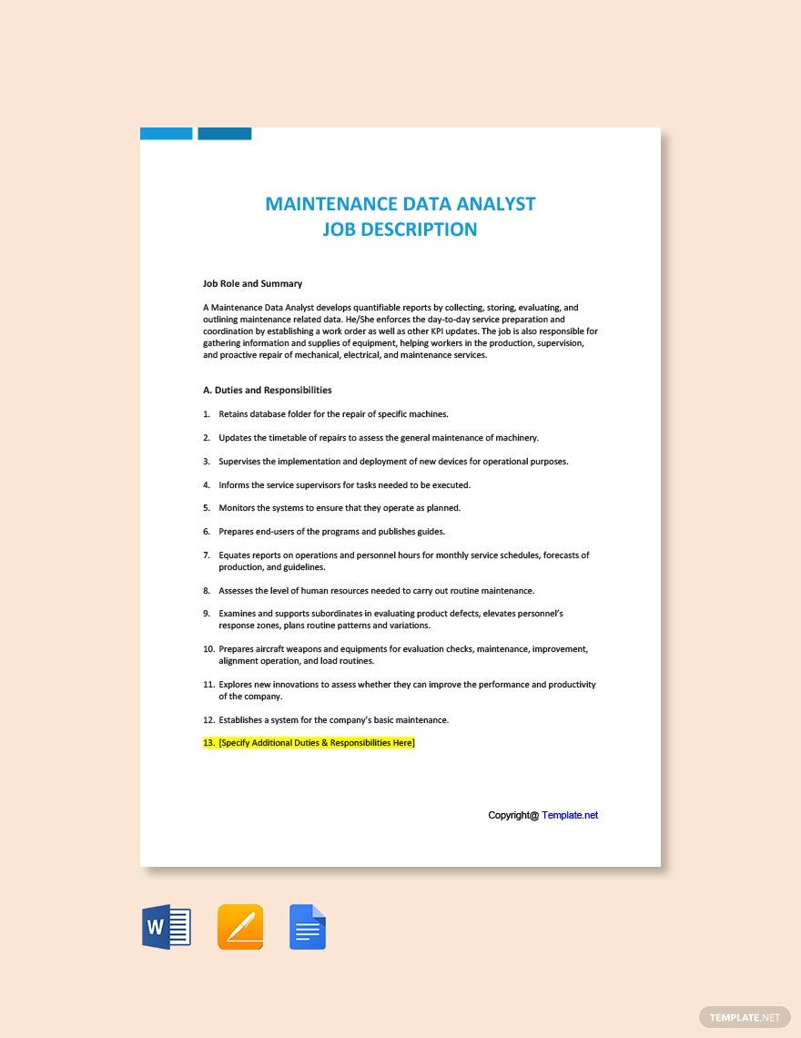 Free Data Analyst Manager Job Description Template Google Docs Word 