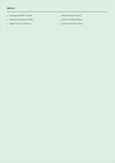 Free Resume For Librarian ATS Resume Template, AI Resume Builder