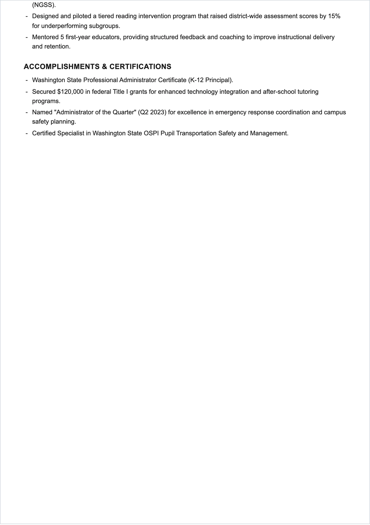 Free School ATS Resume Template, AI Resume Builder