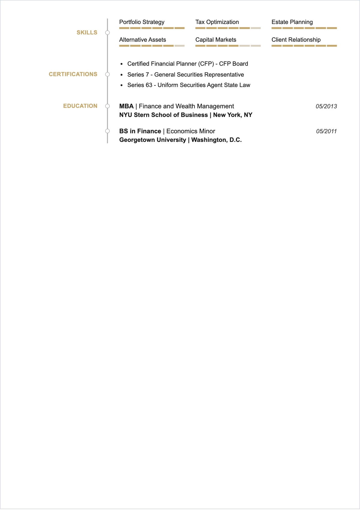 Free Sample Private Banker ATS Resume Template, AI Resume Builder