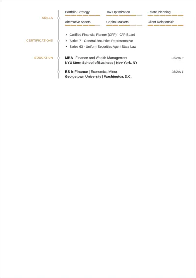 Free Sample Private Banker ATS Resume Template, AI Resume Builder