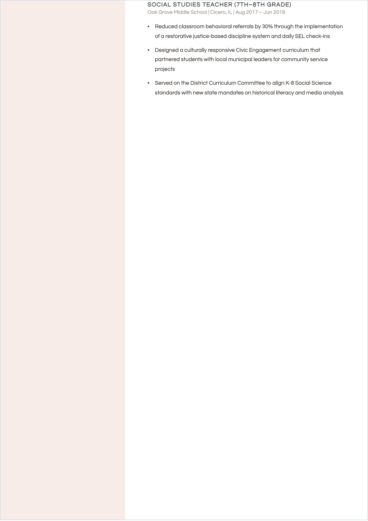 Free Public School Teacher ATS Resume Template, AI Resume Builder