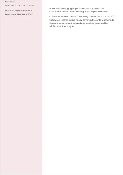 Free Preschool Volunteer ATS Resume Template, AI Resume Builder