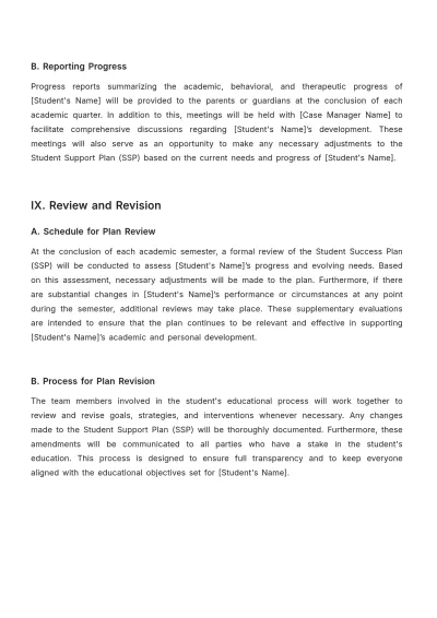 Free School Support Plan Template to Edit Online
