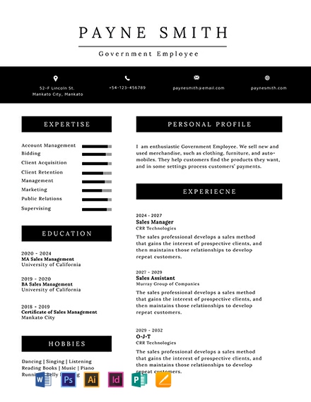 Official Resume Template - Illustrator, InDesign, Word, Apple Pages, PSD, Publisher