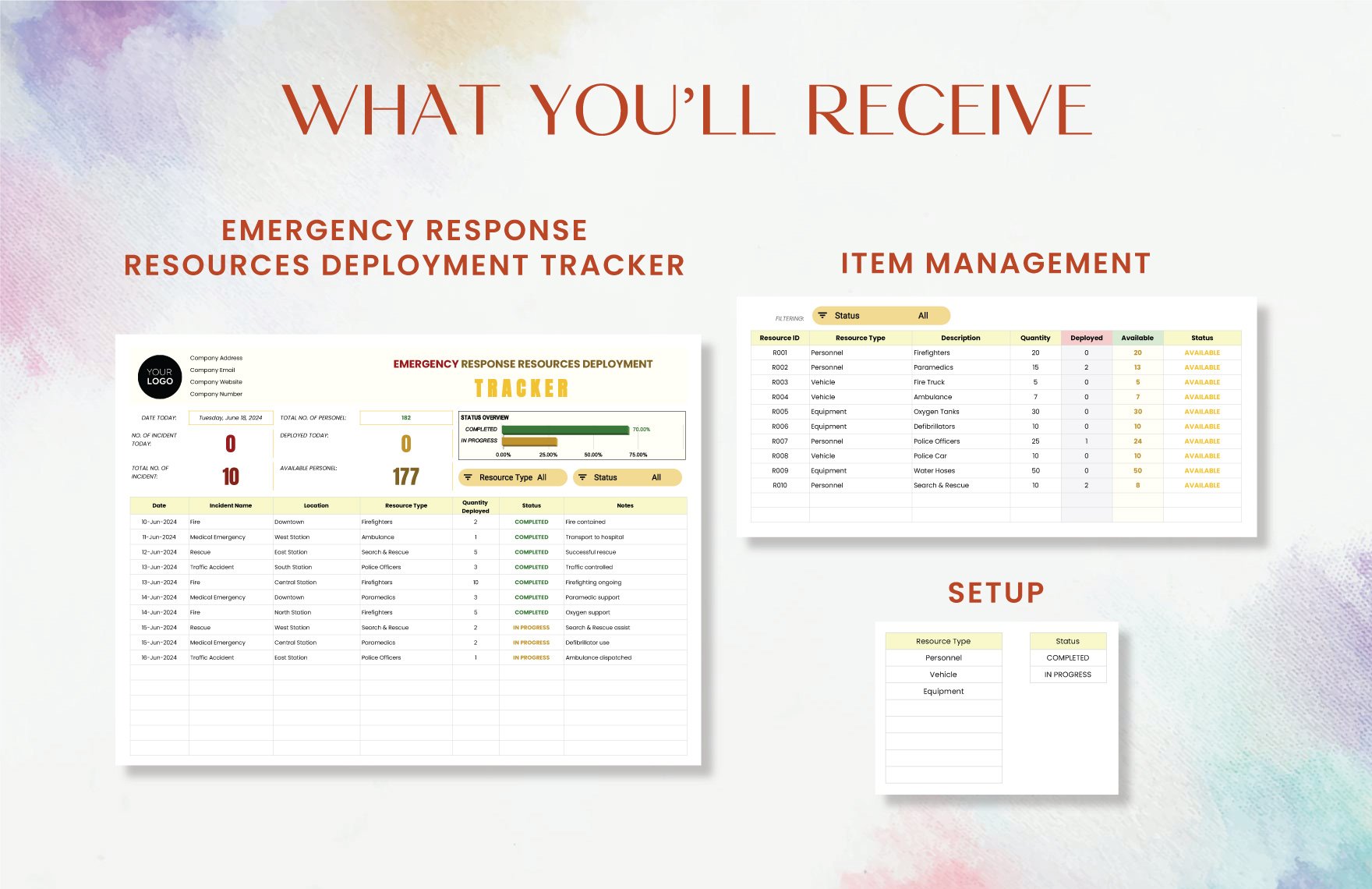 Emergency Response Resources Deployment Tracker Template