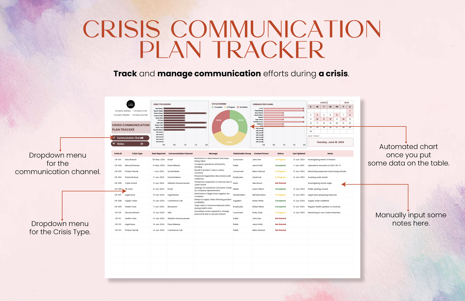 Crisis Communication Plan Tracker Template