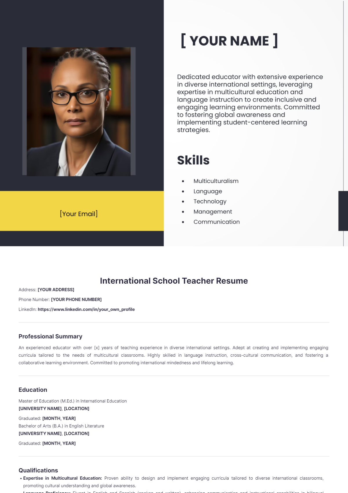 International School Teacher Resume - Edit Online & Download