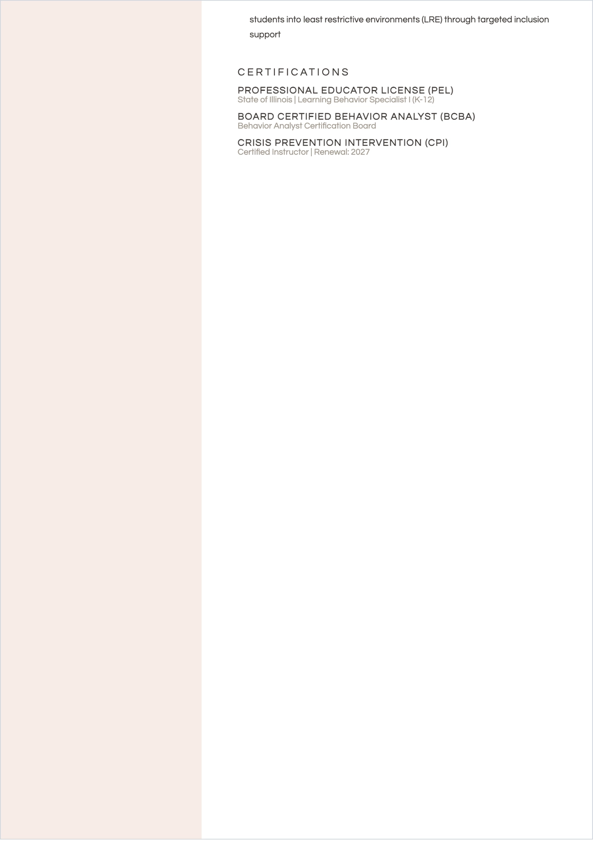 Free Special Education Teacher ATS Resume Template, AI Resume Builder