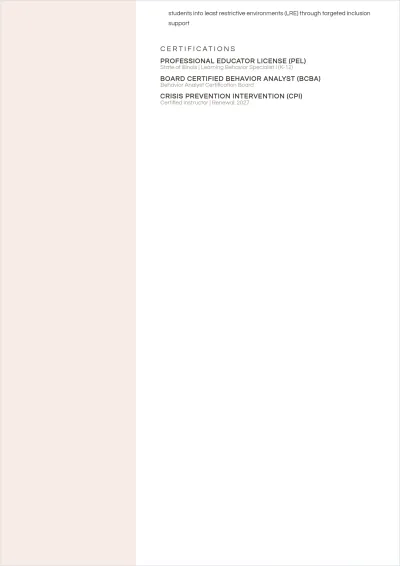 Free Special Education Teacher ATS Resume Template, AI Resume Builder