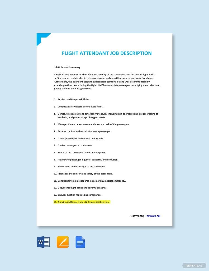 Flight Attendant Template in PDF FREE Download