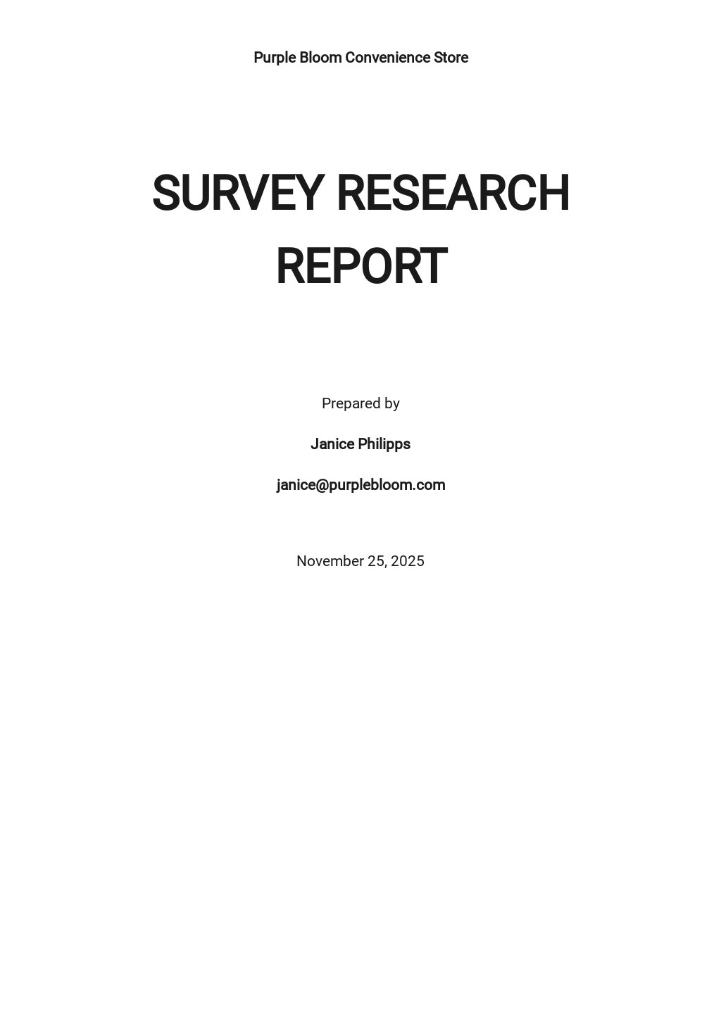 cover page of a research report
