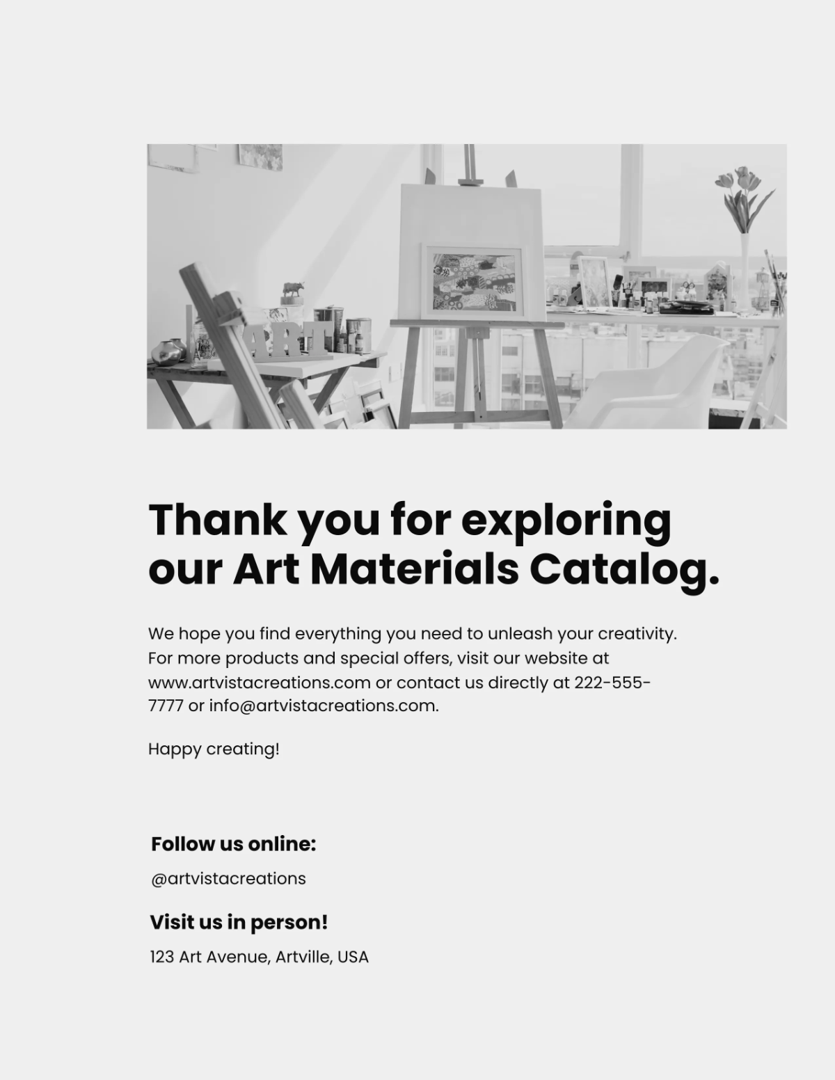 Free Art Material Catalog Template to Edit Online