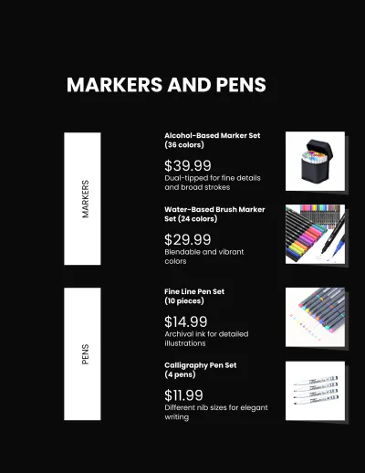 Free Art Material Catalog Template to Edit Online