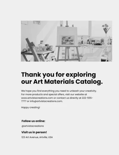 Free Art Material Catalog Template to Edit Online