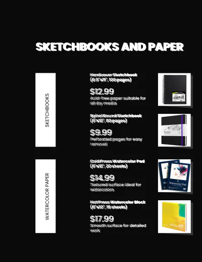 Free Art Material Catalog Template to Edit Online