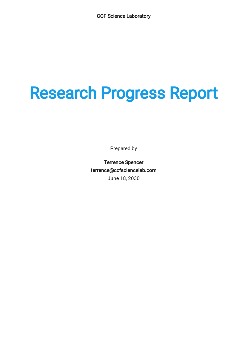 cover page of a research