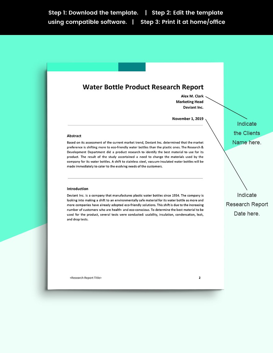 Product Research Report Template