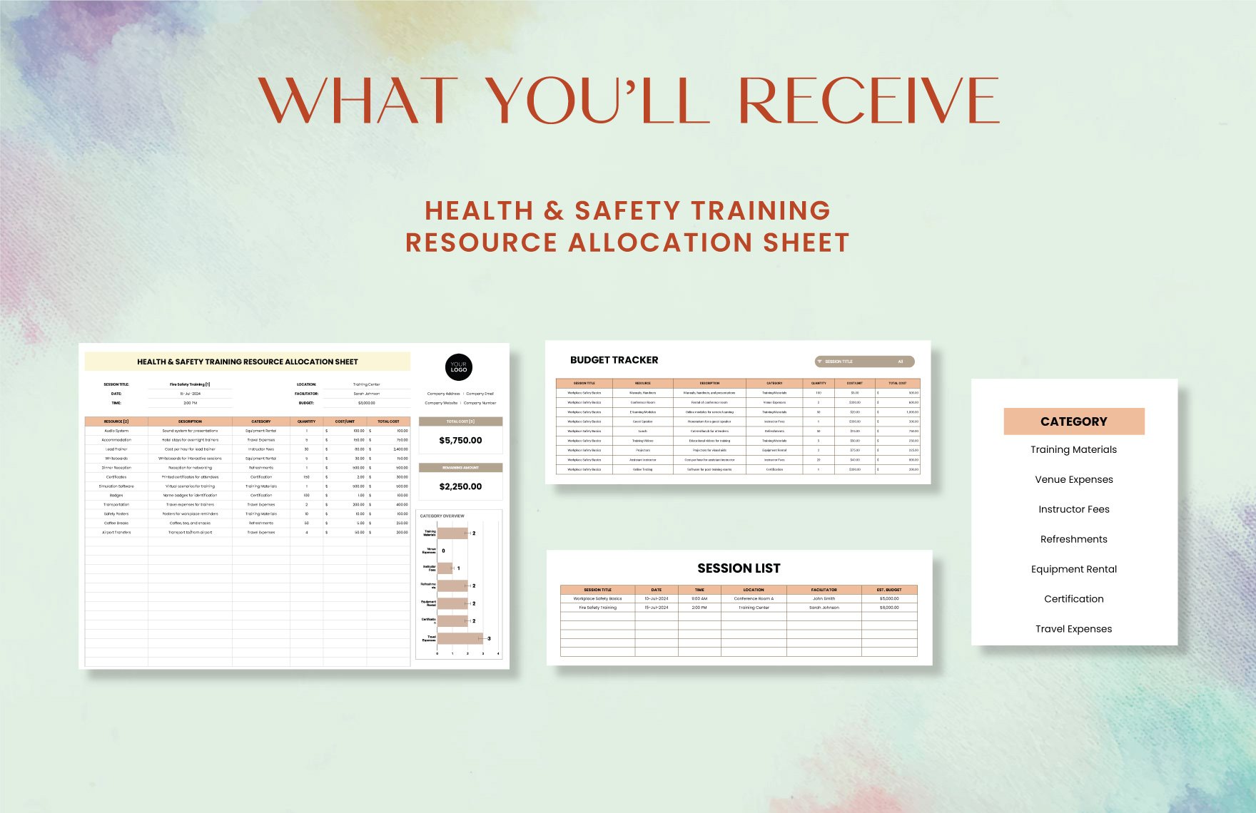Health & Safety Training Resource Allocation Sheet Template
