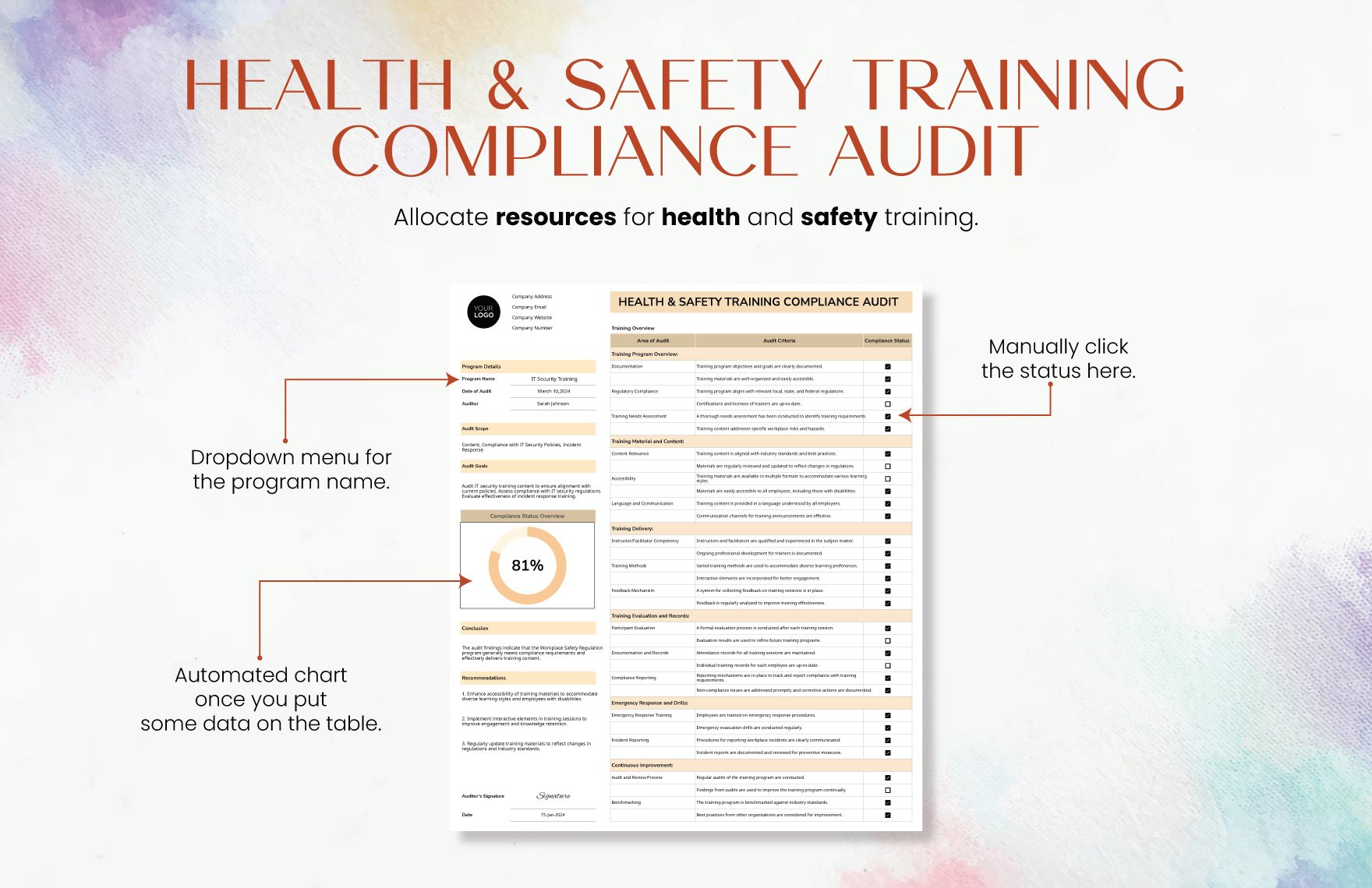 Health & Safety Training Compliance Audit Template