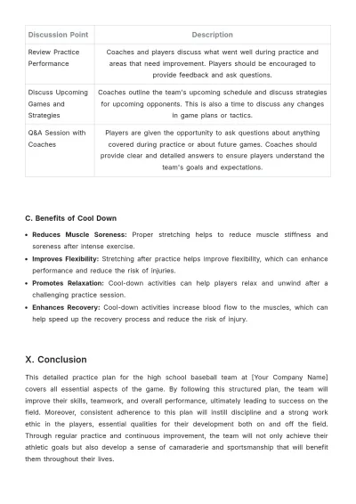 Free High School Baseball Practice Plan Template to Edit Online