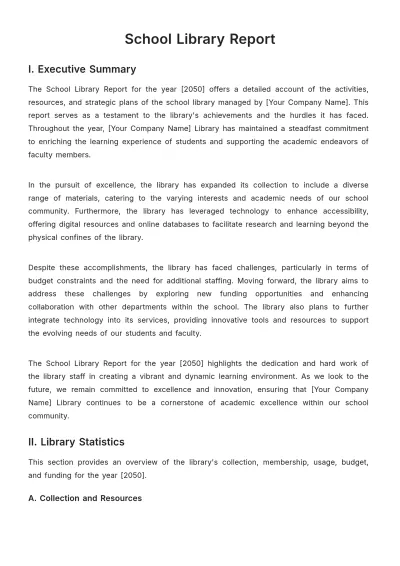 Free School Library Report Template to Edit Online