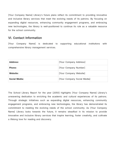 Free School Library Report Template to Edit Online