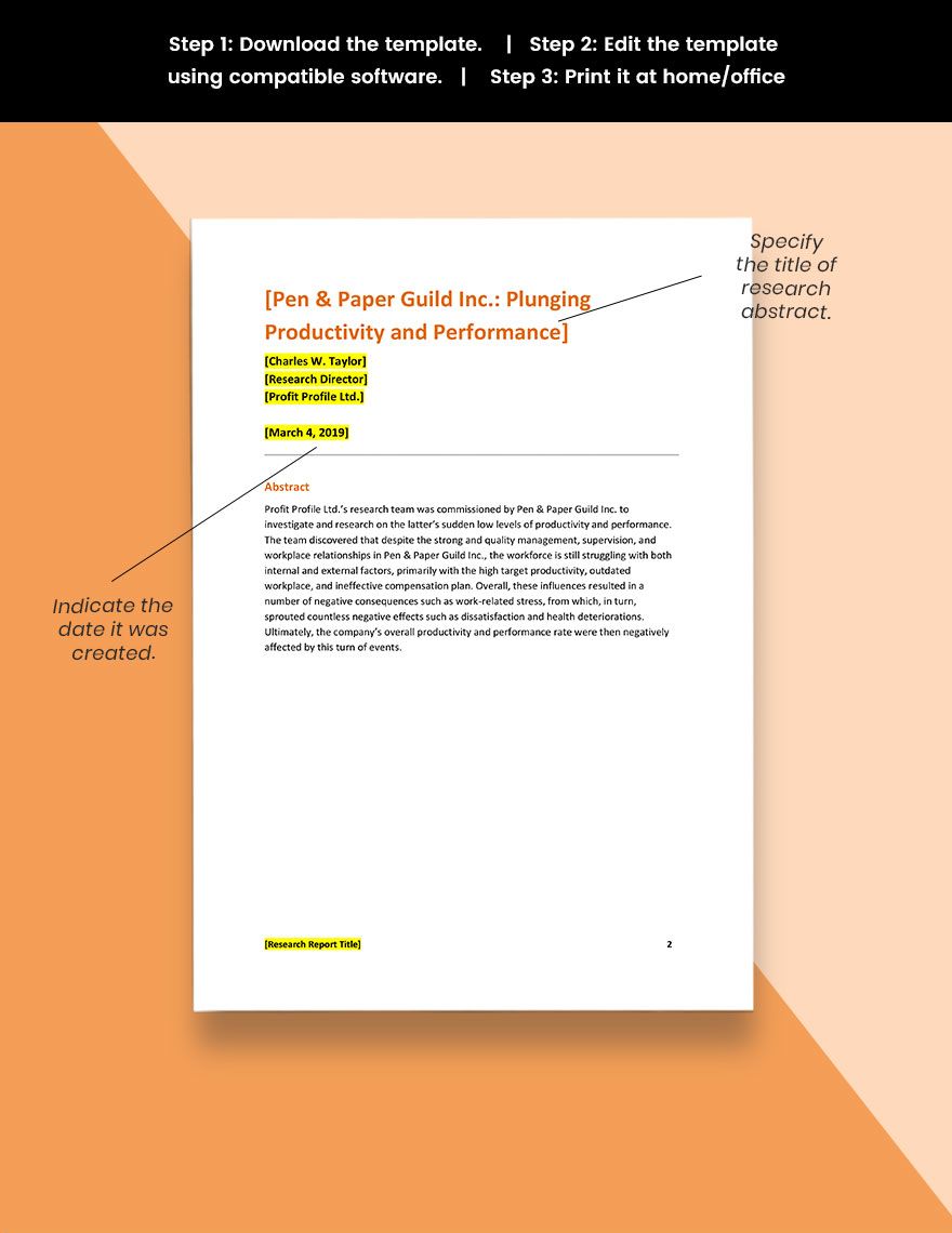 Company Research Report Template