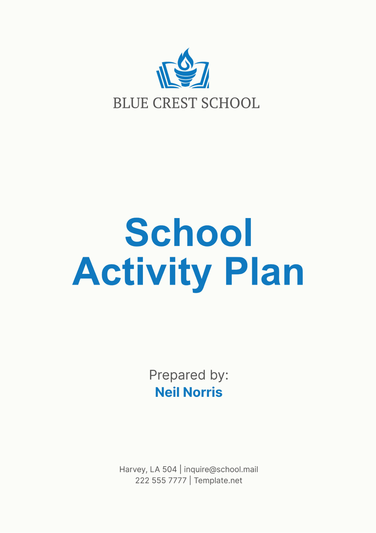 School Activity Plan Template - Edit Online & Download