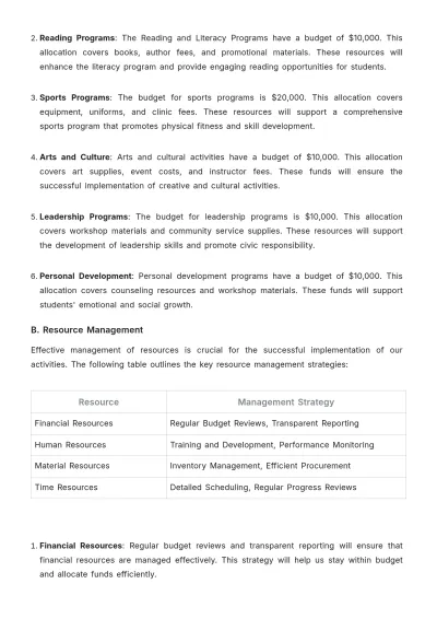 Free School Activity Plan Template to Edit Online