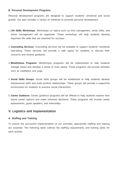 Free School Activity Plan Template to Edit Online