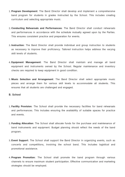 Free School Band Contract Template to Edit Online