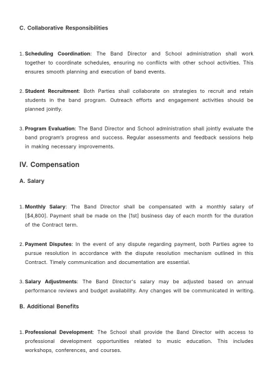 Free School Band Contract Template to Edit Online