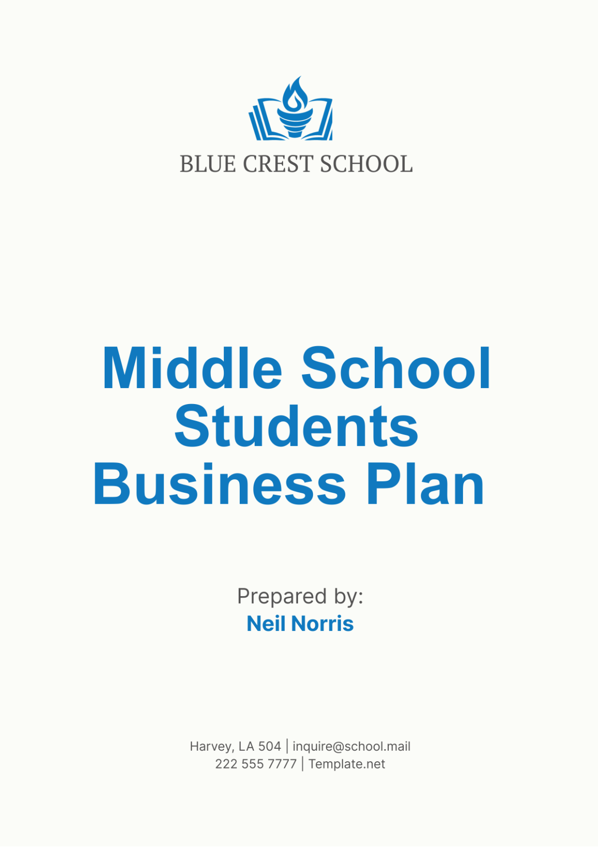 Middle School Students Business Plan Template - Edit Online & Download