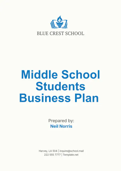 Free Middle School Students Business Plan Template to Edit Online