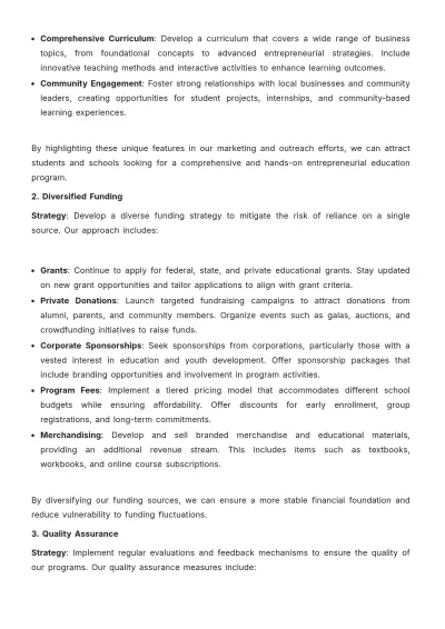 Free Middle School Students Business Plan Template to Edit Online