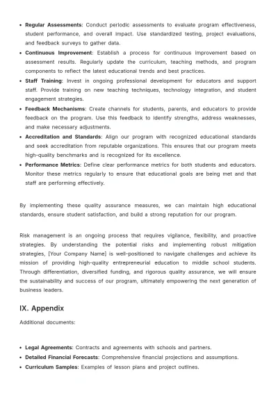 Free Middle School Students Business Plan Template to Edit Online