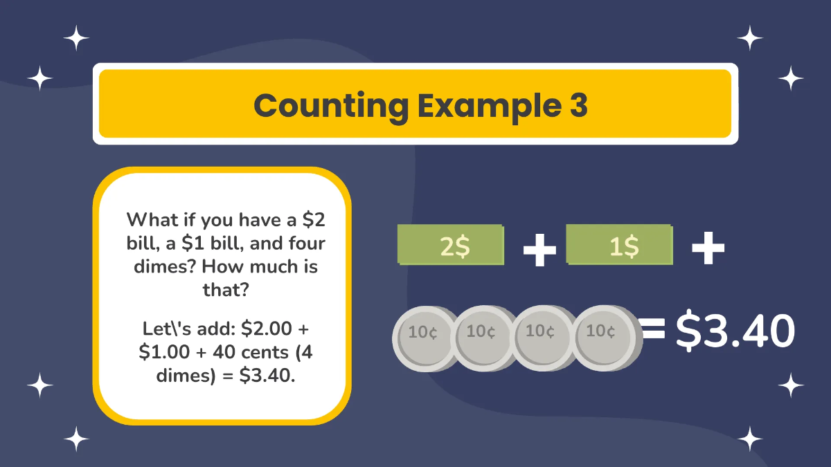 Free Counting Coins and Bills Up To 5$ Bill Template to Edit Online