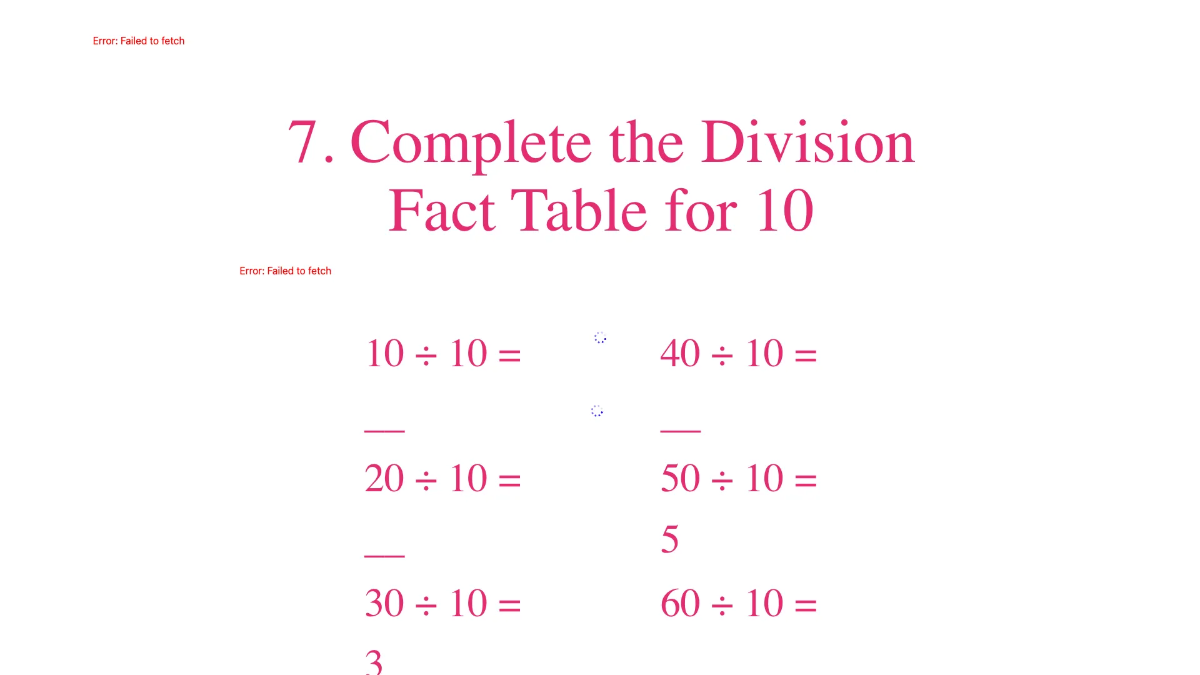 Free Division Facts Up To 10 Template to Edit Online