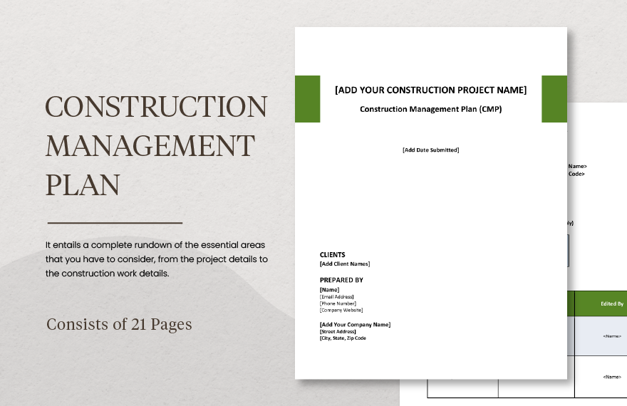 Construction Management Plan Template in Google Docs, Word, Pages - Download | Template.net