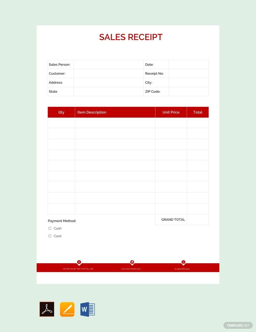 Sales Receipt Templates Documents Design Free Download